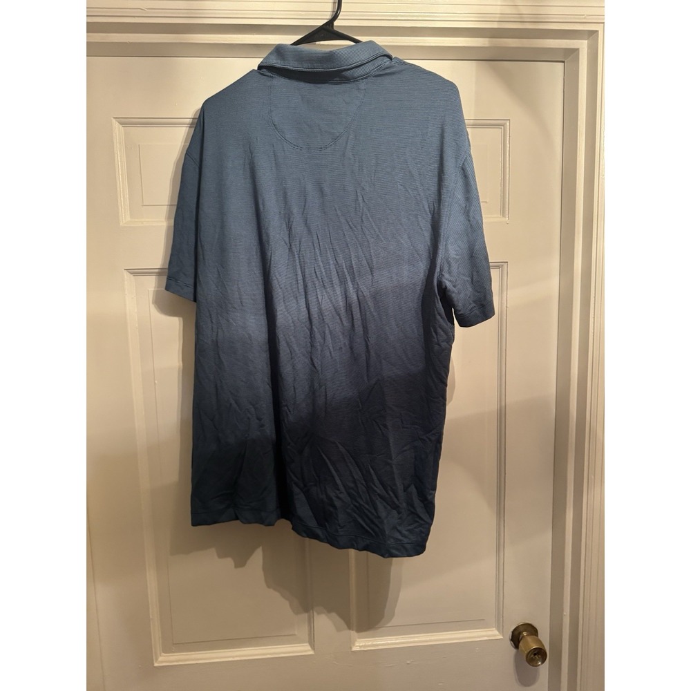 Van Heusen Men's Polo Shirt Classic Fit XL Blue/Gray Pinstriped - Picture 4 of 4